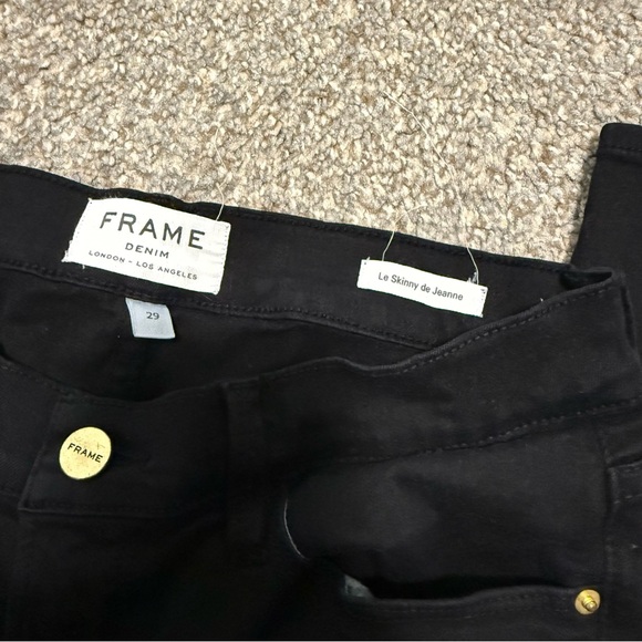 Frame Le Skinny de Jeanne Black Mid Rise Straight Ankle Jeans Skinny Size 29 - Picture 4 of 9